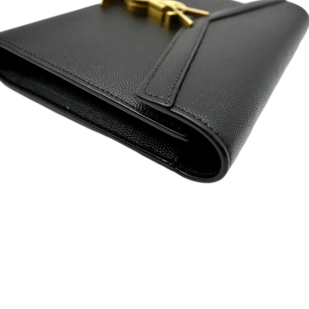 YVES SAINT LAURENT  Cassandra Grain De Poudre Embossed Crossbody Bag Black - Picture 4 of 9